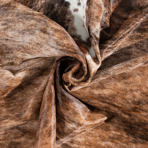 Brazilian Brindle White Belly and Backbone Cowhide Rug Size 7'8" L x 7'1" W 1485