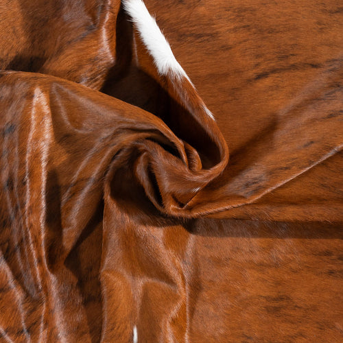 Brazilian Brindle White Belly and Backbone Cowhide Rug Size 6'6" L x 6'7" W 1486