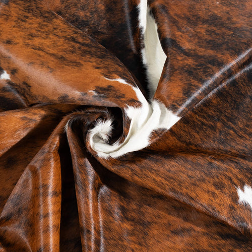 Brazilian Brindle White Belly and Backbone Cowhide Rug Size 6'10" L x 5'8" W 1490