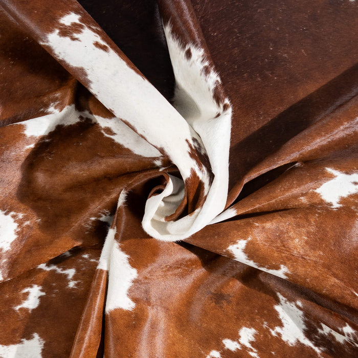 Brazilian Chocolate and White Cowhide Rug Size 6'4" L x 5'5" W 1503