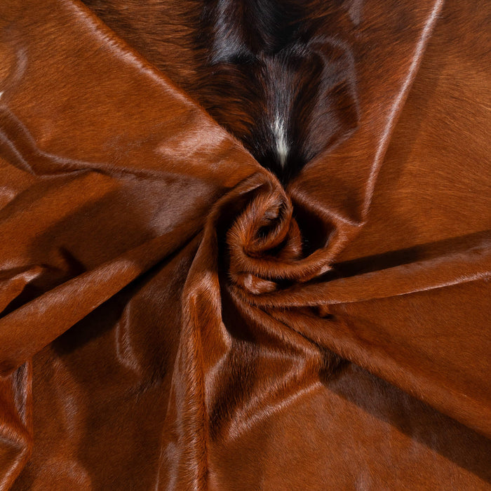 Brazilian Chocolate and White Cowhide Rug Size 6'10" L x 5'11" W 1514