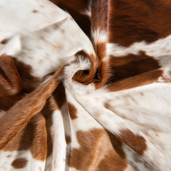 Brazilian  Brown and White Cowhide Rug Size 6'9" L x 6'0" W 1536