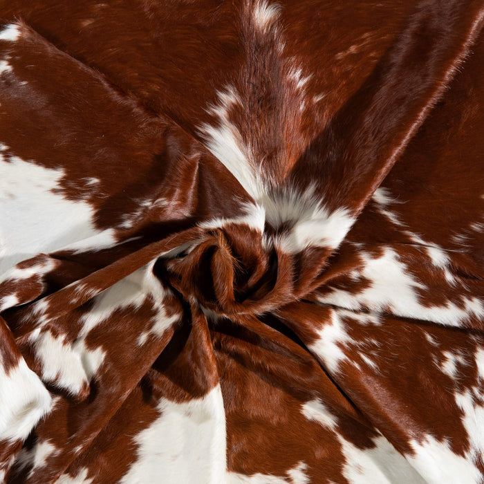 Brazilian Brown and White Cowhide Rug Size 7'6" L x 6'3" W 1537