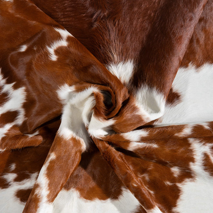 Brazilian Brown and White Cowhide Rug Size 8'1" L x 6'9" W 1544