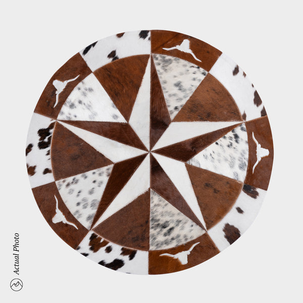 Texas Cowhide Star Round Rug Size 40 Inches S-15