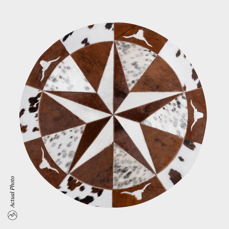 Texas Cowhide Star Round Rug Size 40 Inches S-15