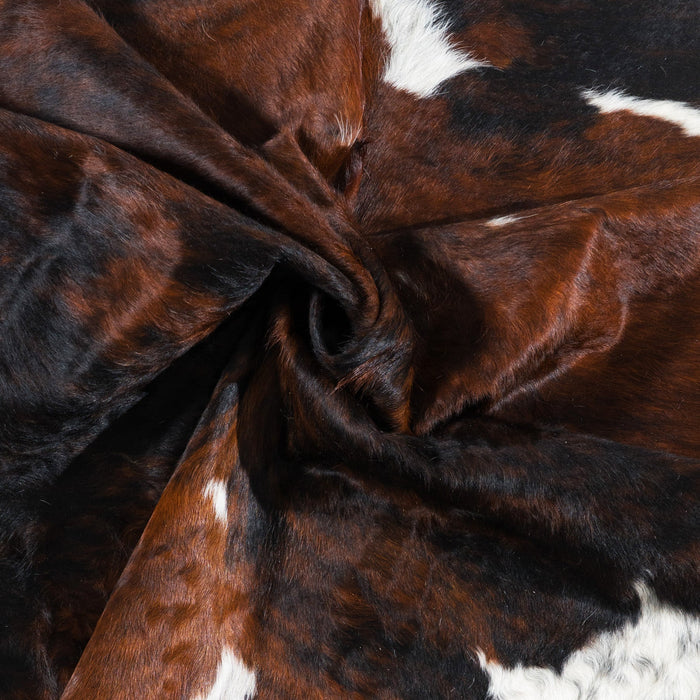 Dark Tricolor Cowhide Rug Size 7'9" L x 6'9" W 1702
