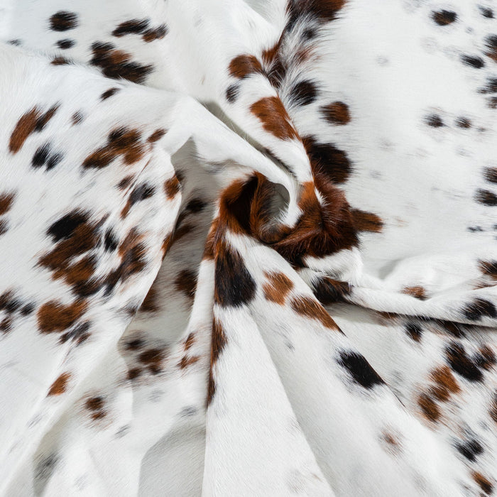 White Tricolor Cowhide Rug Size 7'2" L x 6'10" W 1706