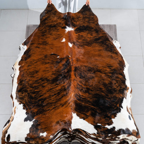 Tricolor Cowhide Rug Size 7'1" L x 6'11" W 1707