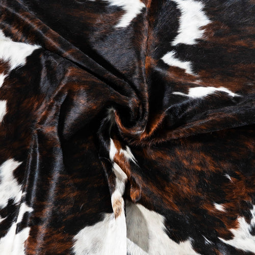 Dark Tricolor Cowhide Rug Size 7'9" L x 6'11" W 1712