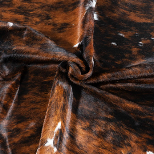 Dark Tricolor Cowhide Rug Size 7'6" L x 7'2" W 1713