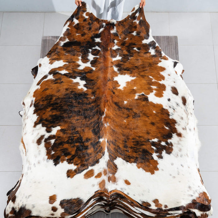 Tricolor Cowhide Rug Size 7'8" L x 7'0" W 1719