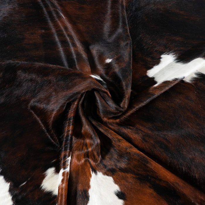 Dark Tricolor Cowhide Rug Size 7'11" L x 7'1" W 1720