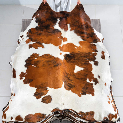 Tricolor Cowhide Rug Size 7'4" L x 6'11" W 1723