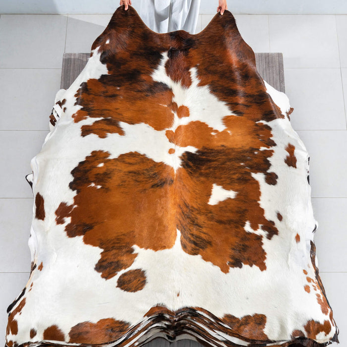 Tricolor Cowhide Rug Size 7'4" L x 6'11" W 1723