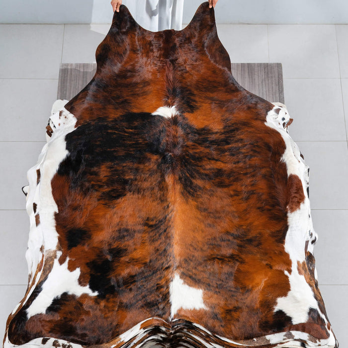 Tricolor Cowhide Rug Size 7'5" L x 6'9" W 1726