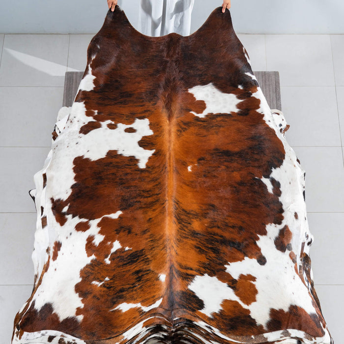 Tricolor Cowhide Rug Size 7'6" L x 6'6" W 1727
