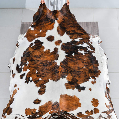 Tricolor Cowhide Rug Size 7'2" L x 6'5" W 1729
