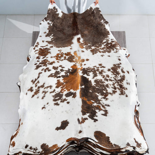 Tricolor Cowhide Rug Size 7'10" L x 6'.5" W 1730