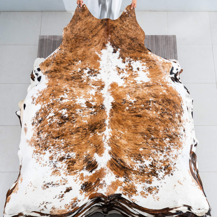 Tricolor Cowhide Rug Size 7'2" L x 6'8" W 1732