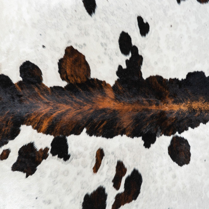 White Tricolor Cowhide Rug Size 6'10" L x 5'10" W 1734