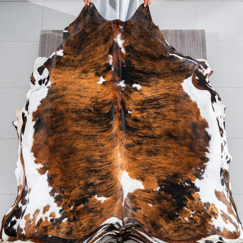 Tricolor Cowhide Rug Size 6'10" L x 5'11" W 1736
