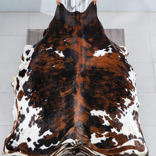 Tricolor Cowhide Rug Size 7'8" L x 6'10" W 1737