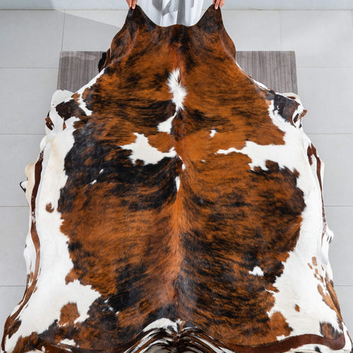 Tricolor Cowhide Rug Size 7'1" L x 6'6" W 1738