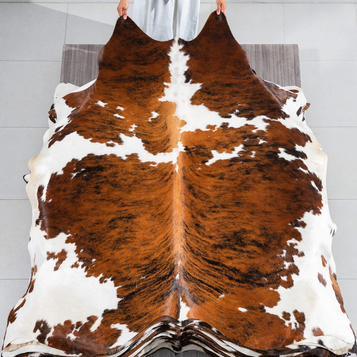 Tricolor Cowhide Rug Size 6'10" L x 7'3" W 1743