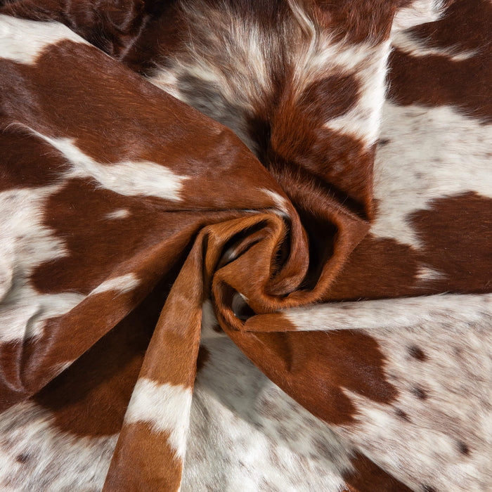 Brown and White Cowhide Rug Size 7'6" L x 6'8" W 1902