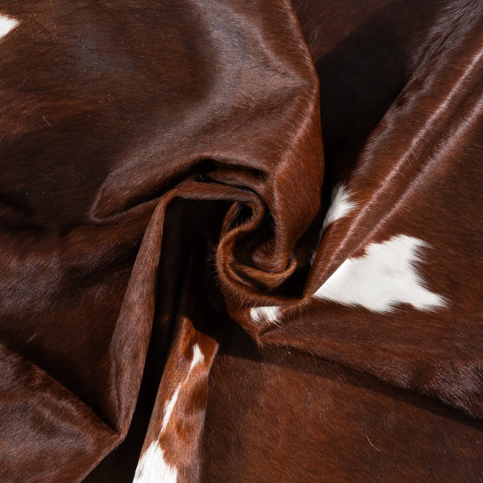 Chocolate and White Cowhide Rug Size 7'7" L x 6'7" W 1911