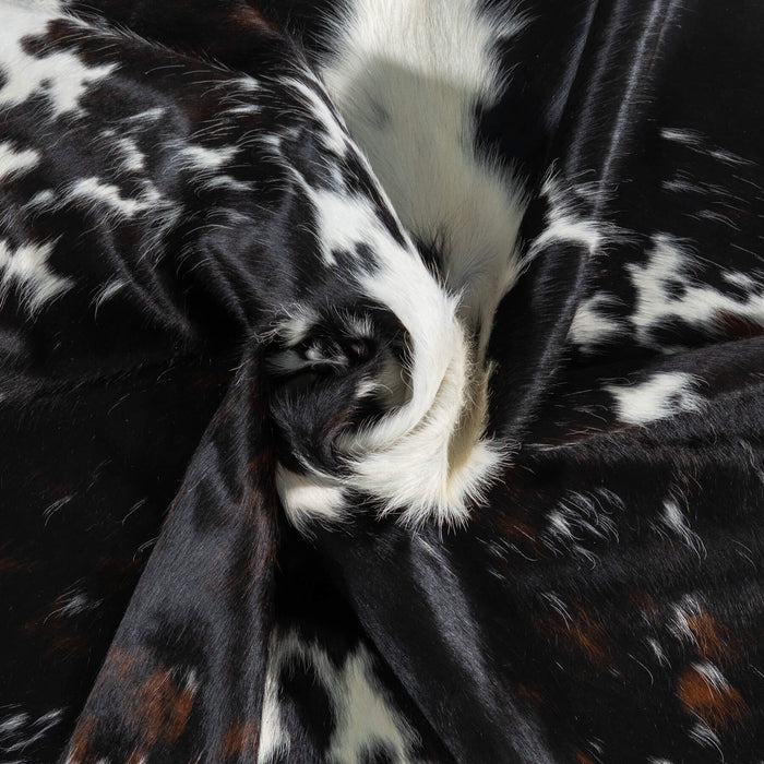 Dark Tricolor Cowhide Rug Size 7'11" L x 7'3" W 1912