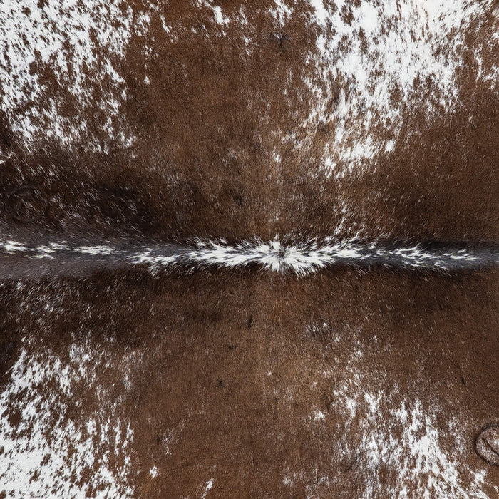Chocolate and White Cowhide Rug Size 7'4" L x 6'9" W 1916