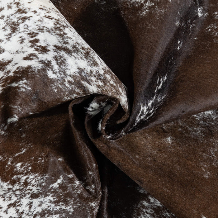 Chocolate and White Cowhide Rug Size 7'4" L x 6'9" W 1916