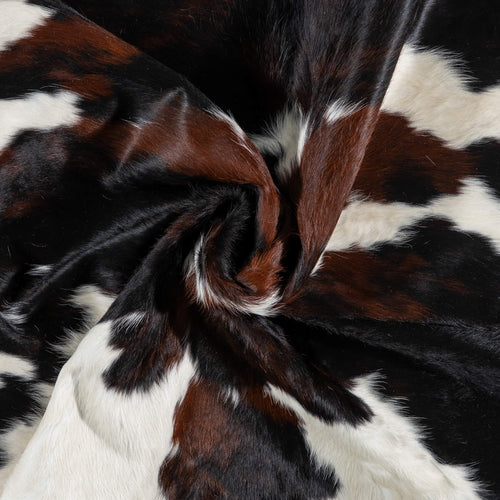 Dark Tricolor Cowhide Rug Size 7'2" L x 6'8" W 1924