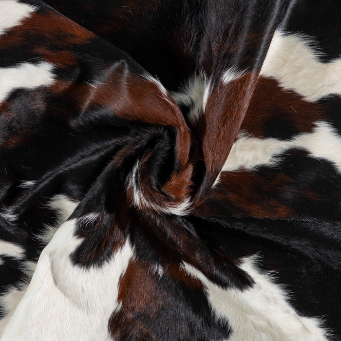 Dark Tricolor Cowhide Rug Size 7'2" L x 6'8" W 1924