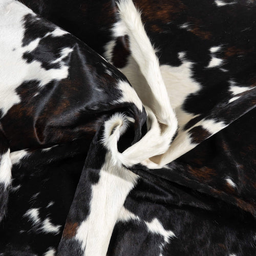 Dark Tricolor Cowhide Rug Size 7'9" L x 6'9" W 1946