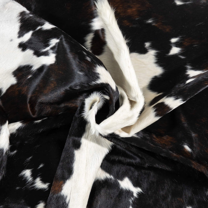 Dark Tricolor Cowhide Rug Size 7'9" L x 6'9" W 1946