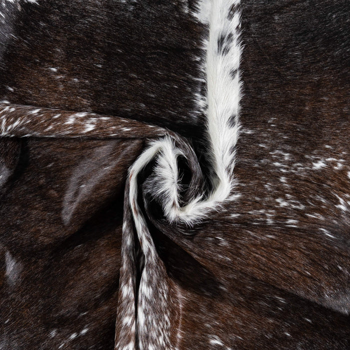 Chocolate and White Cowhide Rug Size 6'6" L x 6'4" W 1947