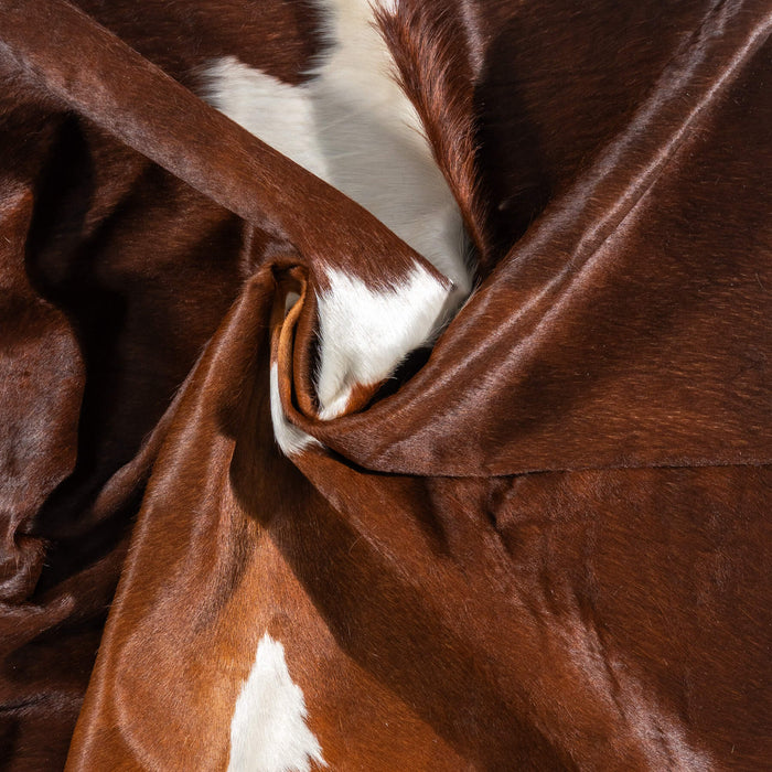 Chocolate and White Cowhide Rug Size 7'5" L x 6'6" W 1948