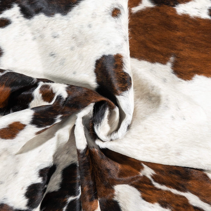 White Tricolor Cowhide Rug Size 7'7" L x 6'8" W 1949