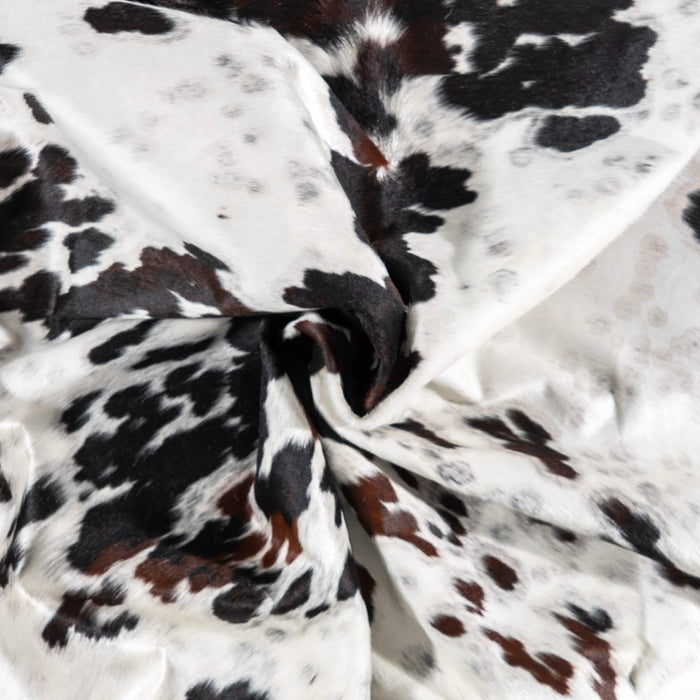 White Tricolor Cowhide Rug Size 7'5" L x 6'11" W 1953