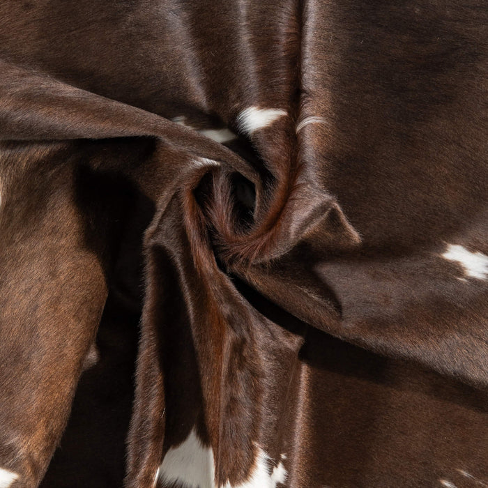Chocolate and White Cowhide Rug Size 7'2" L x 6'1" W 1954