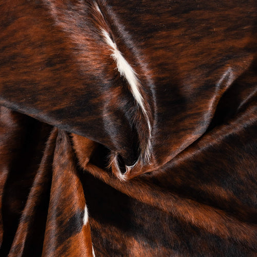 Tricolor Brindle Mix Cowhide Rug Size 5'10" L x 5'1" W 1966