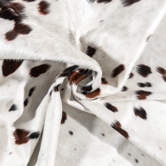 White Tricolor Cowhide Rug Size 6'11" L x 5'10" W 1968
