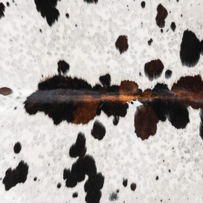 White Tricolor Cowhide Rug Size 7'6" L x 6'11" W 1971