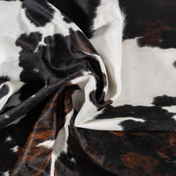 White Tricolor Cowhide Rug Size 7'9" L x 6'11" W 1972