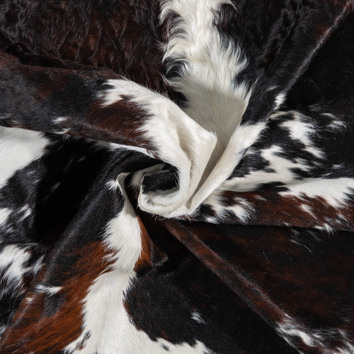 Dark Tricolor Cowhide Rug Size 7'3" L x 6'2" W 1979