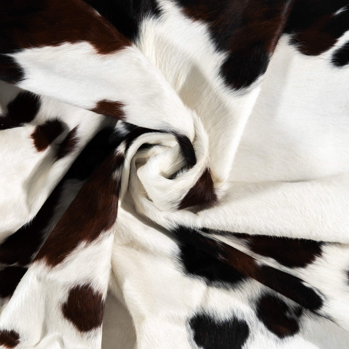 White Tricolor Cowhide Rug Size 7'7" L x 6'11" W 1989