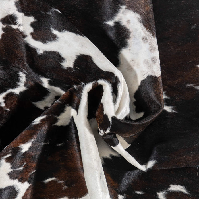 Dark Tricolor Cowhide Rug Size 7'7" L x 6'10" W 1990